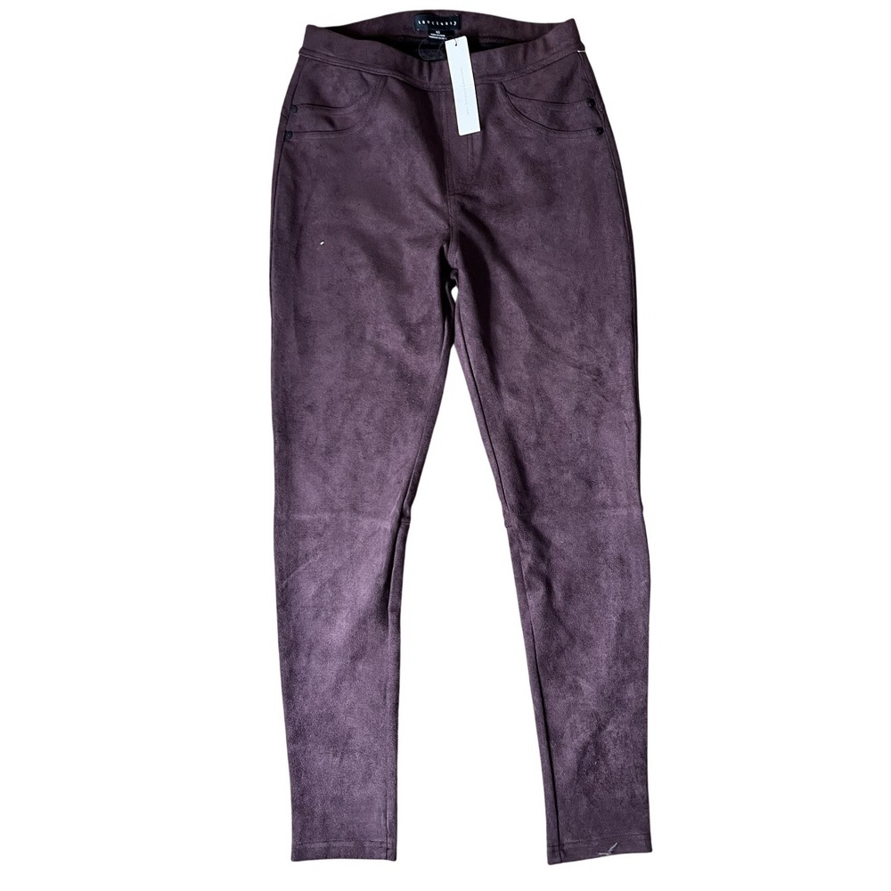 Sanctuary Pants Womens XS Aubergine Purple Faux Suede Stretch Skinny Pull On New
